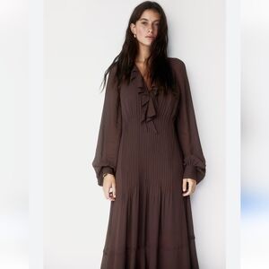 H&M Long Sleeve Chocolate Brown Dress